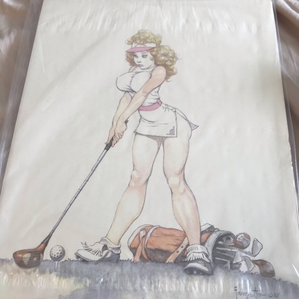 Frank Frazetta Sexy Golfer Drawing